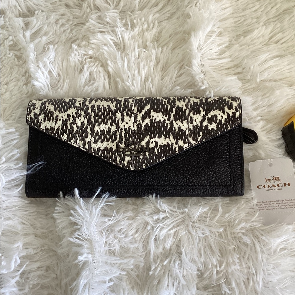 Coach black snakeskin snap wallet